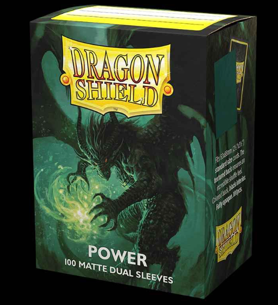 Dragon Shield Standard Card Sleeves - Box 100 - Standard Size Dual Matte Metallic Green (Power)