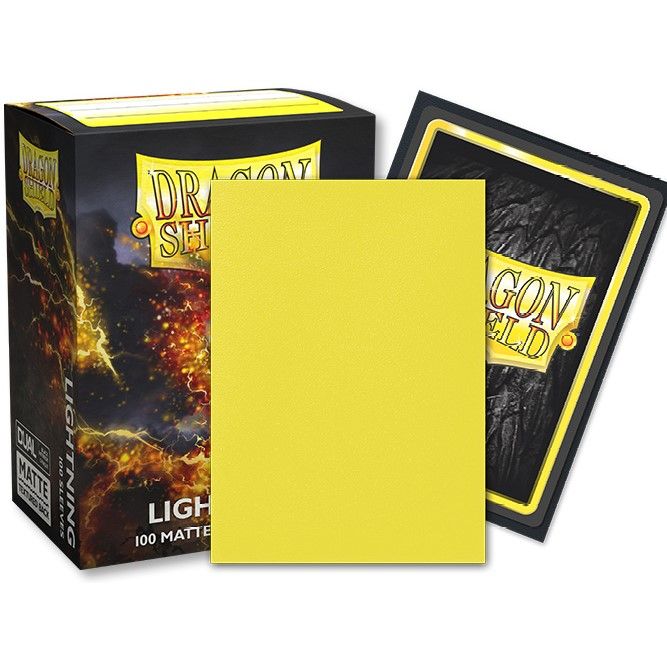 Dragon Shield Standard Card Sleeves - Box 100 - Standard Size Dual Matte Lightning Yellow Ailia