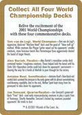 2001 World Championship Advertisement Card