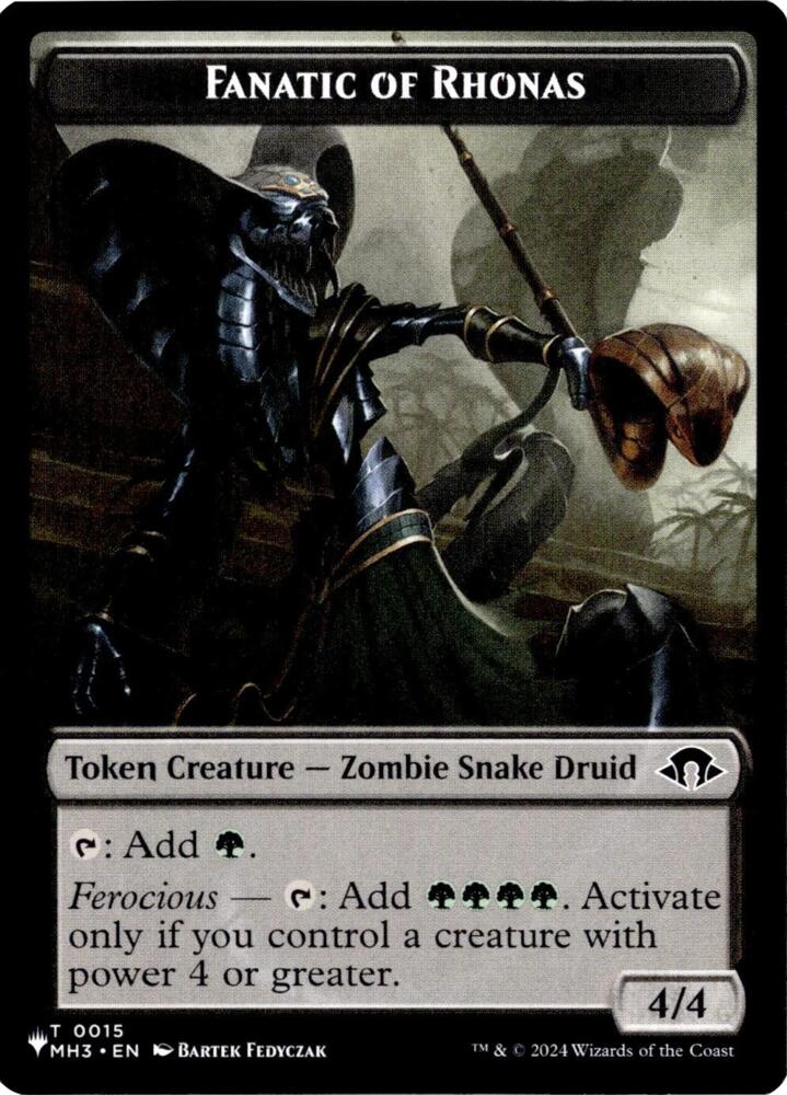 Fanatic of Rhonas // Elemental Double-Sided Token