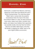 2003 Daniel Zink Biography Card