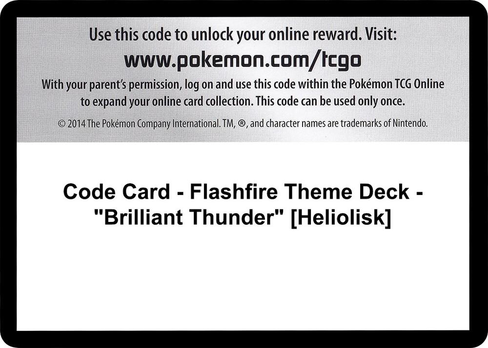 Code Card - Flashfire Theme Deck - "Brilliant Thunder" [Heliolisk]