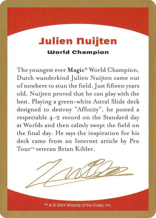 2004 Julien Nuijten Biography Card