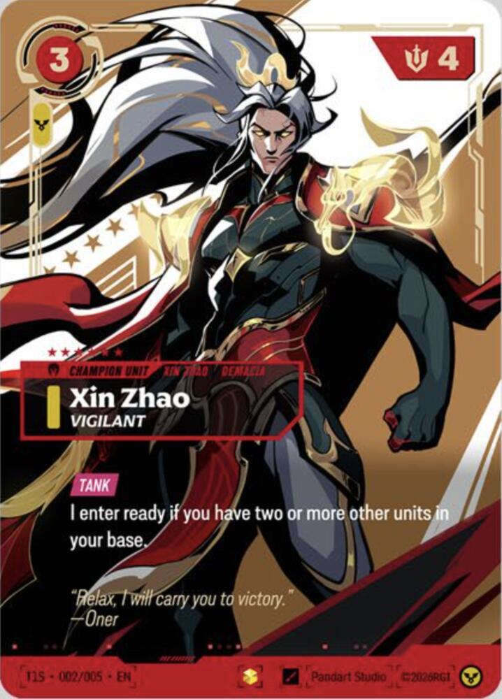 Xin Zhao, Vigilant (T1 Worlds Champion Signature Edition Bundle) [Riftbound Promotional Cards]