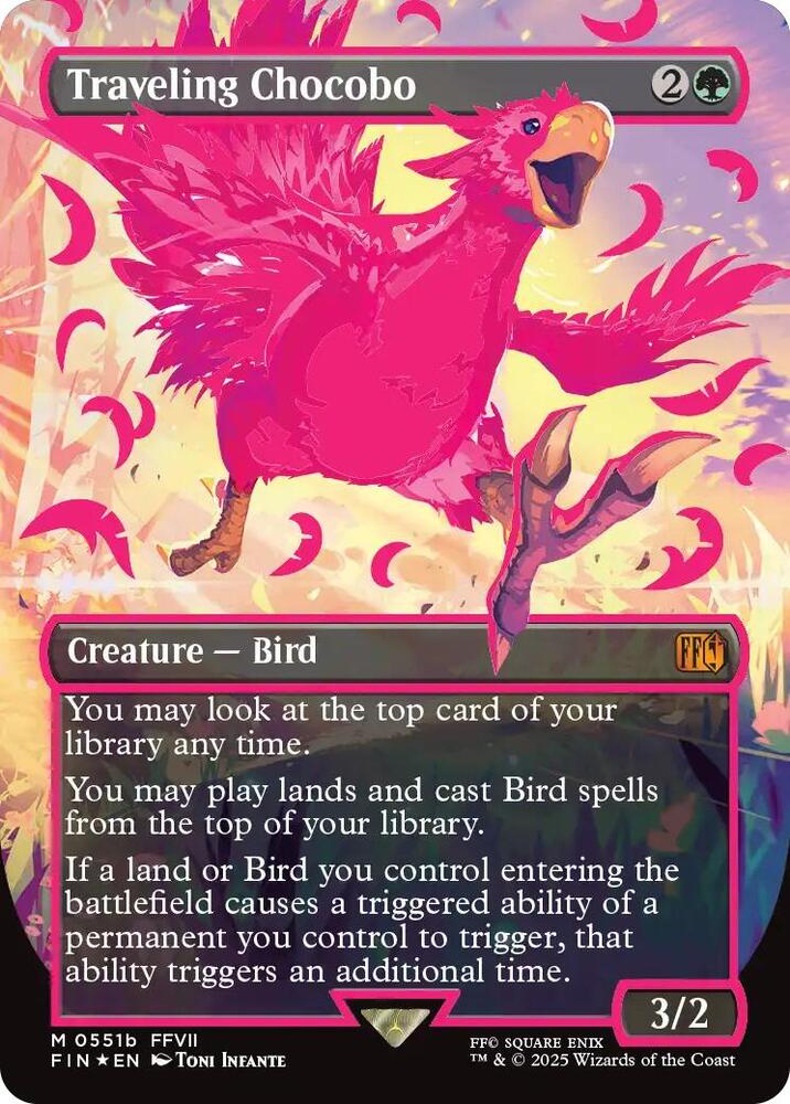 Traveling Chocobo (Borderless) (Neon Ink Pink)