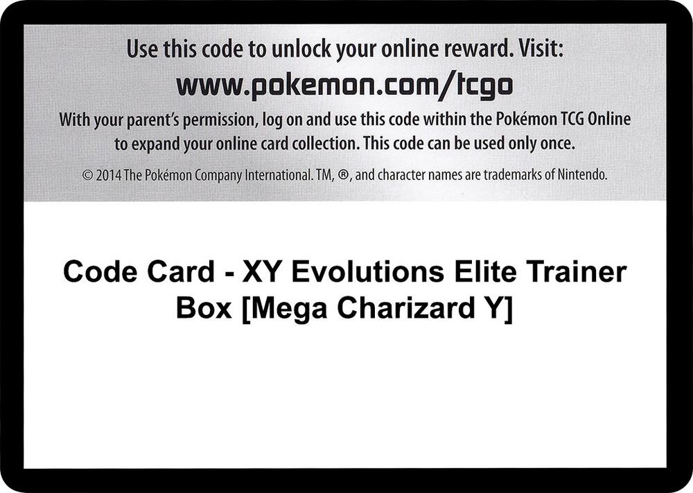 Code Card - XY Evolutions Elite Trainer Box [Mega Charizard Y]