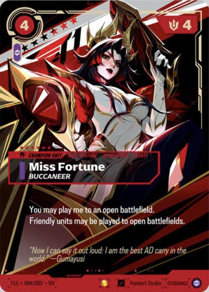 Miss Fortune, Buccaneer (T1 Worlds Champion Signature Edition Bundle) [Riftbound Promotional Cards]