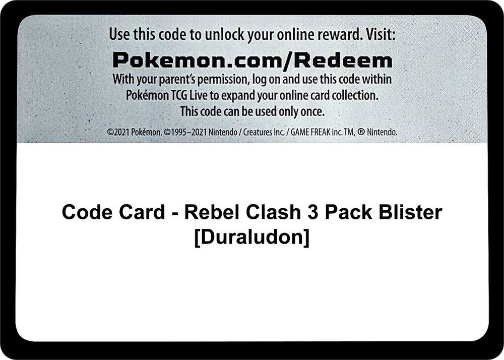 Code Card - Rebel Clash 3 Pack Blister [Duraludon]