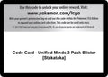Code Card - Unified Minds 3 Pack Blister [Stakataka]