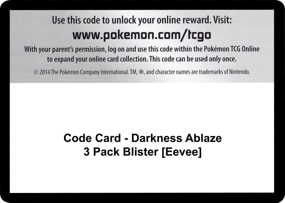 Code Card - Darkness Ablaze 3 Pack Blister [Eevee]