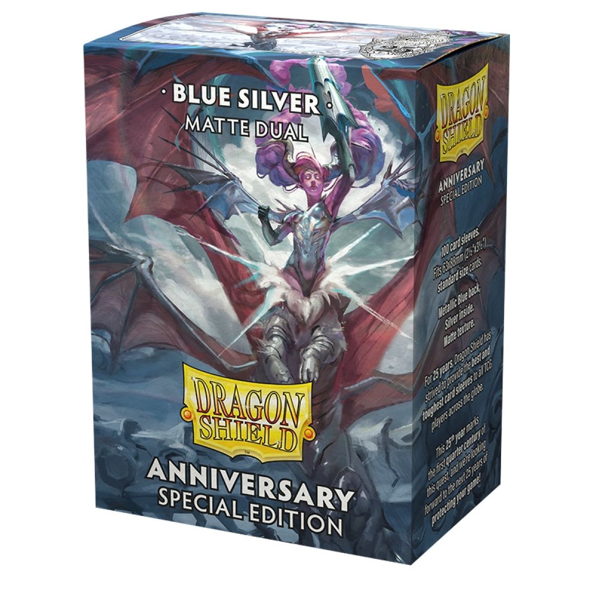 Dragon Shield Standard Card Sleeves – Matte Dual – Anniversary Special Edition: Blue Silver