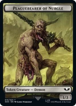 Plaguebearer of Nurgle // Astartes Warrior (012) Double-Sided Token (Surge Foil)