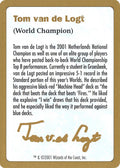 2001 Tom van de Logt Biography Card