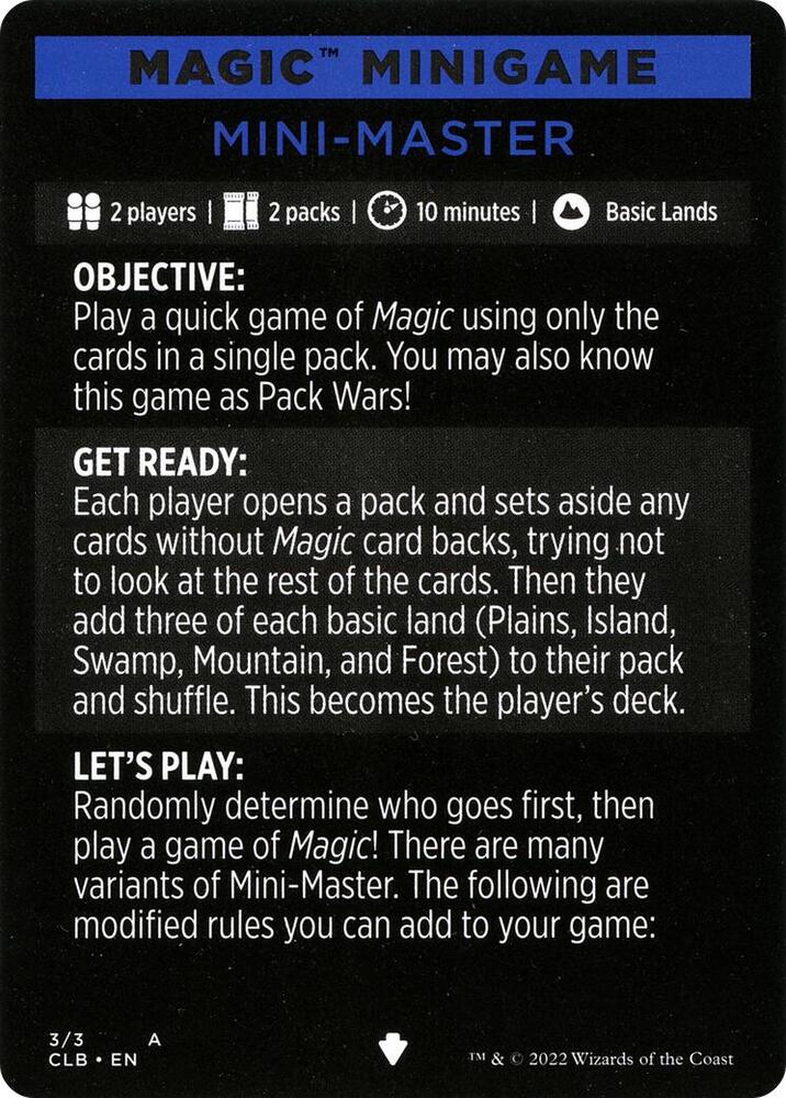 Magic Minigame: Mini-Master